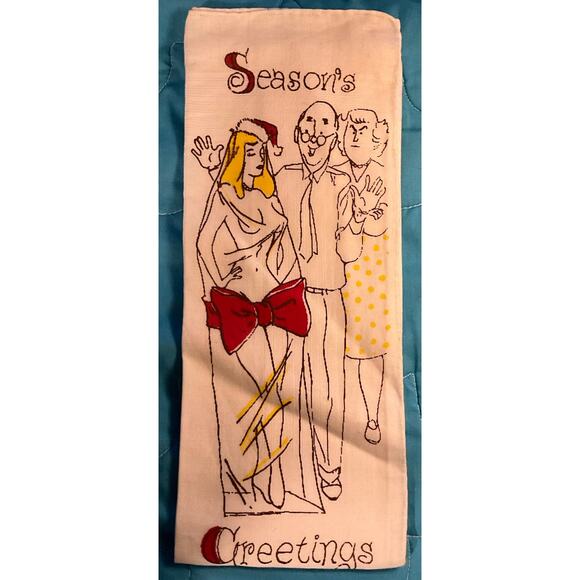 Vintage Season's Greetings Men's Adult Handkerchief Christmas Present Scene - Picture 3 of 6
